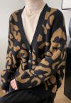 Leopard Print Button Down Knit Cardigan