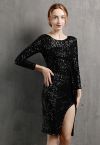 Sparkle Sequin Tie Back Cocktail Dress in Black