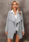 Wide Lapel Loose Knit Cardigan in Grey