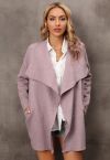 Wide Lapel Loose Knit Cardigan in Dusty Pink