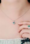 Hollow Heart Shape Emerald Gem Necklace