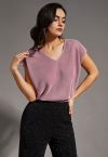 Glimmer Knit V-Neck Sleeveless Top in Lilac