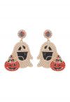 Smiling Ghost Pumpkin Zircon Earrings