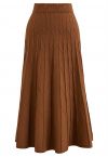 Zigzag Pleated Knit Skirt in Pumpkin