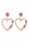 Pink Diamond Heart Hook Earrings