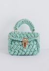 Braided Chunky Knit Mini Bag in Mint