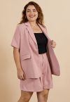 Classic Notch Lapel Short-Sleeve Blazer in Pink