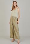 Subtle Pleats Wide-Leg Pants in Sage