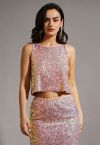 Ultra Sparkle Sequined Tank Top in Pink