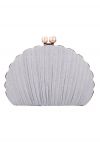 Ritzy Seashell Pearl Clutch in Silver