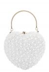 Pure White Full Pearl Heart Clutch