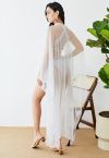 Shimmer Tulle Flare Kimono in White