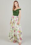 Refreshing Floral Print Chiffon Maxi Skirt