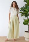 Fanciful Pleats Wide-Leg Pants in Light Yellow