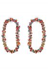 Full Rhinestone Oblong Earrings in Multicolor