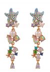 Laser Glam Starfish Rhinestone Drop Earrings