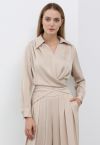 Crisscross Waist V-Neck Shirt in Champagne