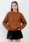 Back To Cozy Cable Knit Sweater in Pumpkin