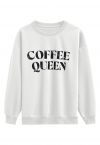 Coffee Queen Printed Sweatshirt in White