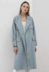 Ode to Autumn Belted Trench Coat in Blue