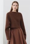 Dramatic Batwing Sleeve Ribbed Knit Sweater in Caramel