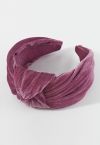 Sleeky Knotted Velvet Headband in Berry