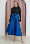 Midnight Rose Jacquard Flare Maxi Skirt