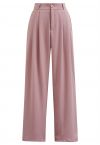 Simple Pleat Straight-Leg Pants in Pink