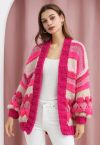 Pretty in Pink Color Block Hand Knit Cardigan