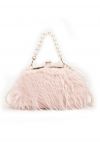 Alluring Pearl Fuzzy Handbag in Light Pink