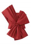 Striking Bowknot One Shoulder Crop Top in Red