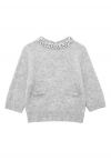 Rhinestone Neckline Front Pocket Knit Sweater