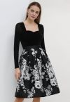 Ebullient Peony Jacquard Pleated Midi Skirt in Silver