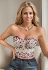 Dainty Floret Embroidery Corset Bustier Top