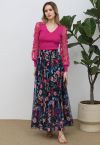 Vibrant Blossom Printed Chiffon Maxi Skirt