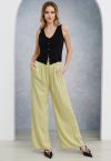 Satin Finish Pull-On Pants in Lime