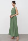 Twist and Tie Wide-Leg Jumpsuit in Green