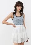 Serene Floret Sleeveless Knit Top in Blue