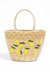 Lemon Pattern Handmade Woven Straw Beach Bag