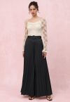 O-Ring Belt Pleated Wide-Leg Pants in Black