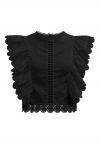 Crochet Trim Sleeveless Cotton Top in Black