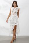 Paisley Cutwork Lace Asymmetric Hemline Skirt