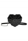 Spider Web Print Heart Crossbody Bag in Black