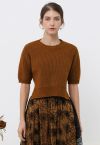 Tie-String Back Ribbed Knit Sweater in Pumpkin