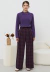 Throwback Plaid Wide-Leg Pants in Plum