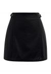 Well-Crafted Belt Trim Faux Leather Skorts in Black