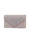 Rhinestone Embellished Satin Envelope Bag in Apricot