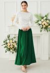 Twinkling Night Pleated Maxi Skirt in Green