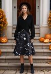 Nightfall Moon and Star Flare Midi Skirt