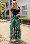 Exotic Paisley Chiffon Maxi Skirt in Green